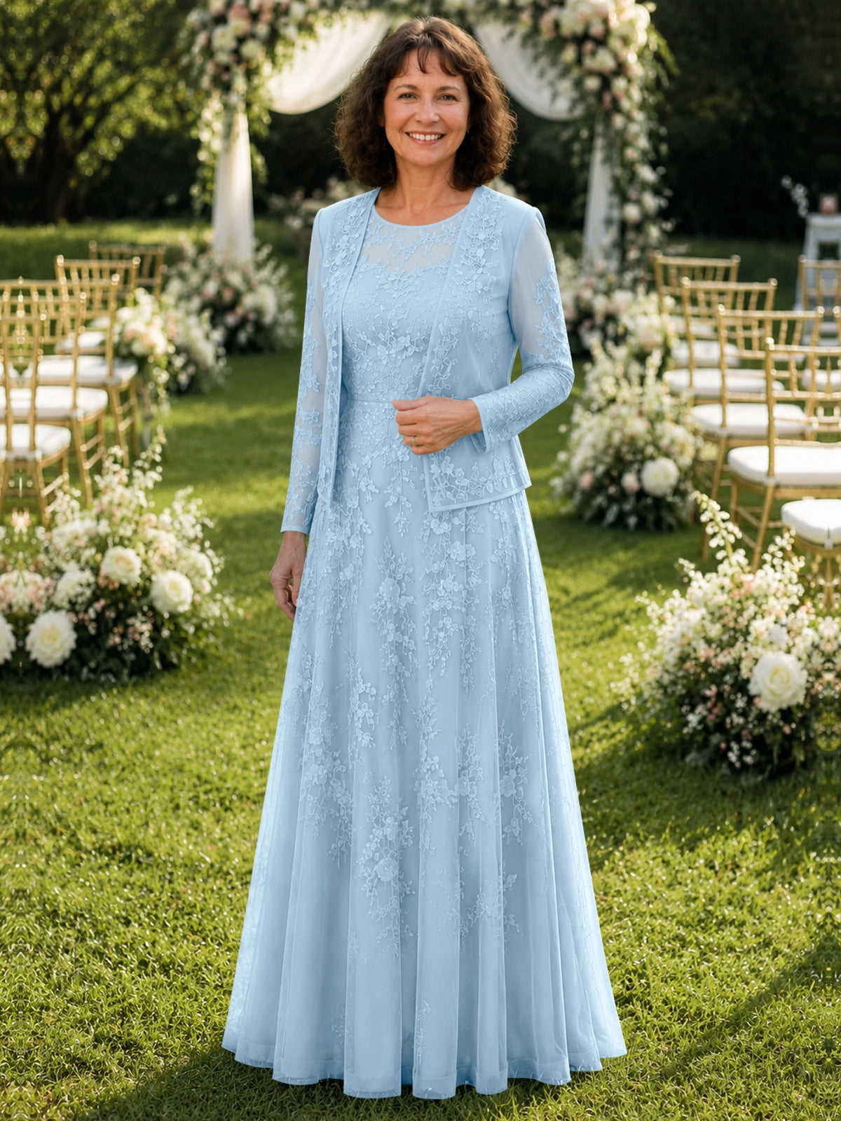A-line Mother of the Bride Dress with Lace 