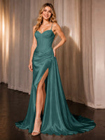 Silk-like Prom Dress with Appliques