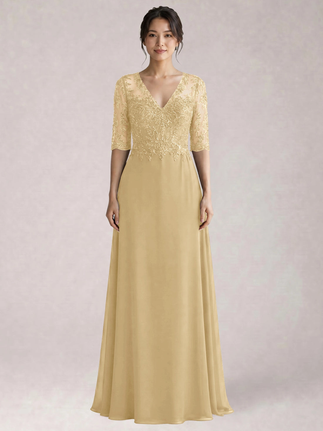 Lace Mother of the Bride Dress with Half Sleeves