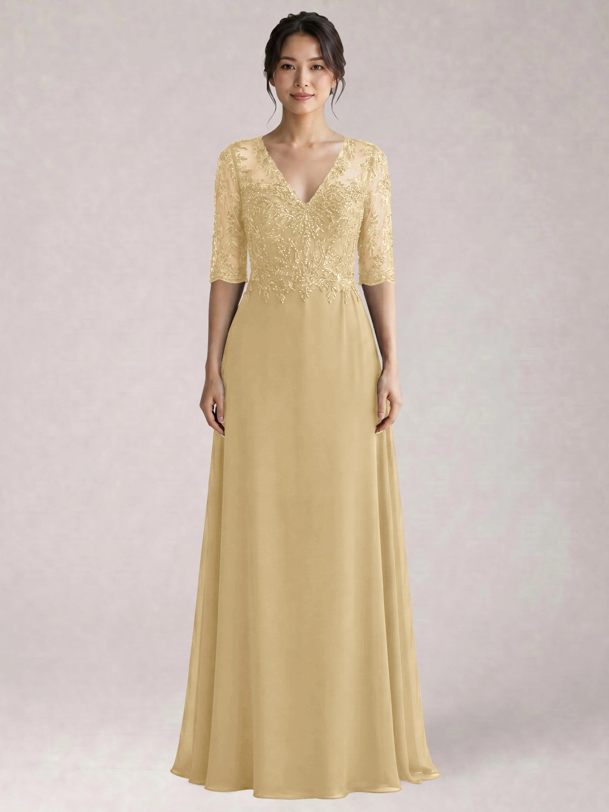 Lace Mother of the Bride Dress with Half Sleeves