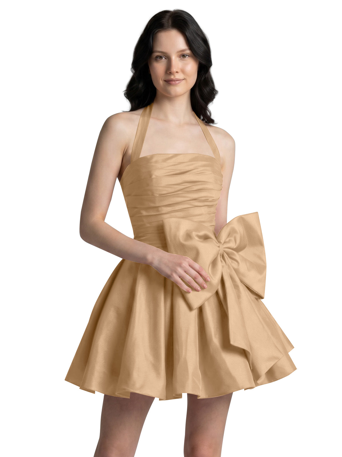 Halter Oversized Bow Mini Dress 