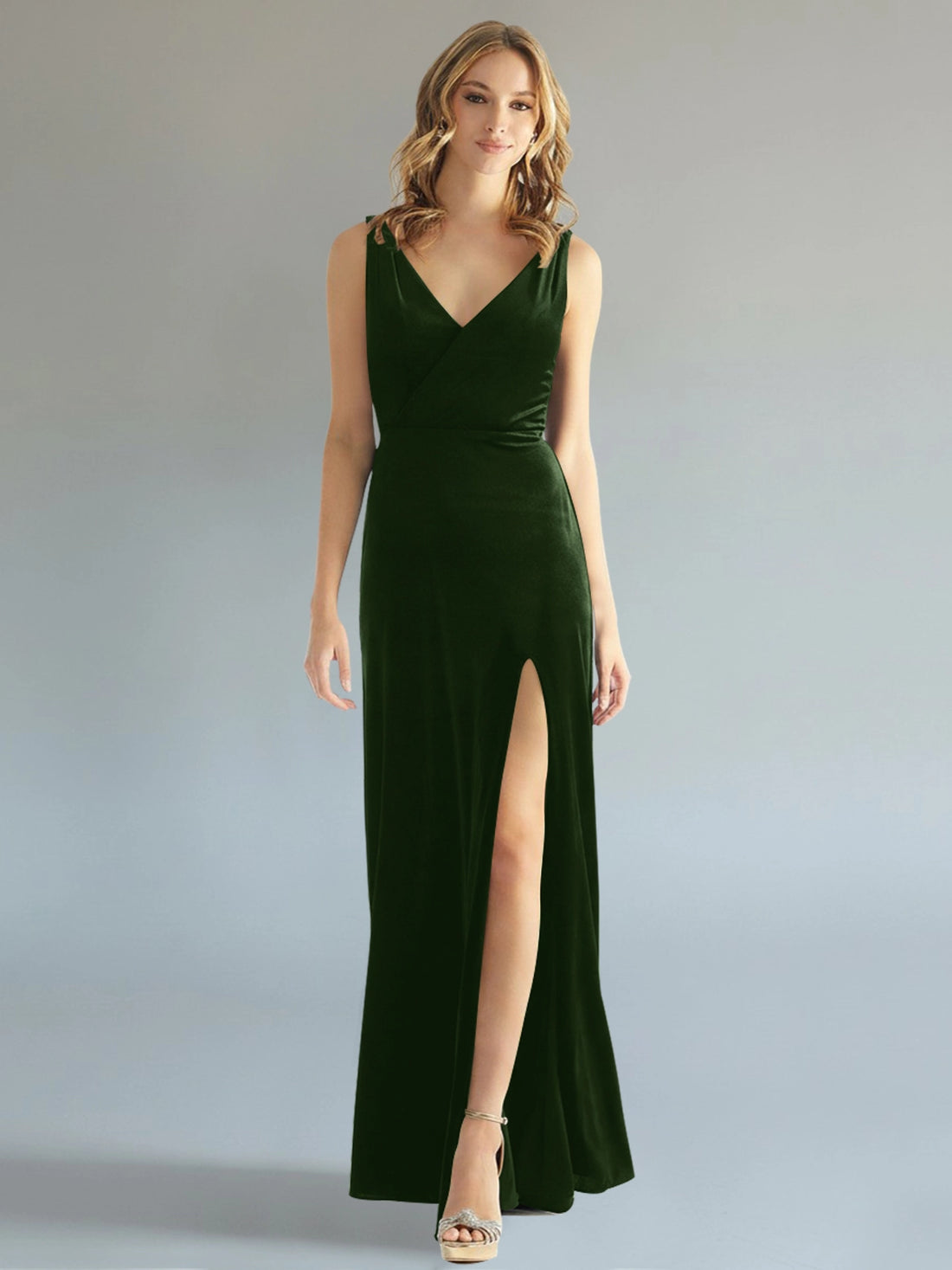 Velvet Bridesmaid Dress with Slit 