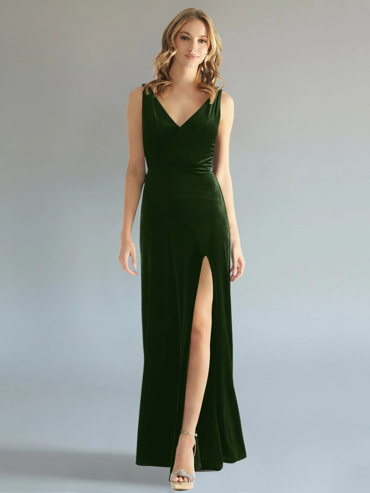 Velvet Bridesmaid Dress with Slit 
