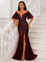 Mermaid Mother of the Bride Dress with V-neck 