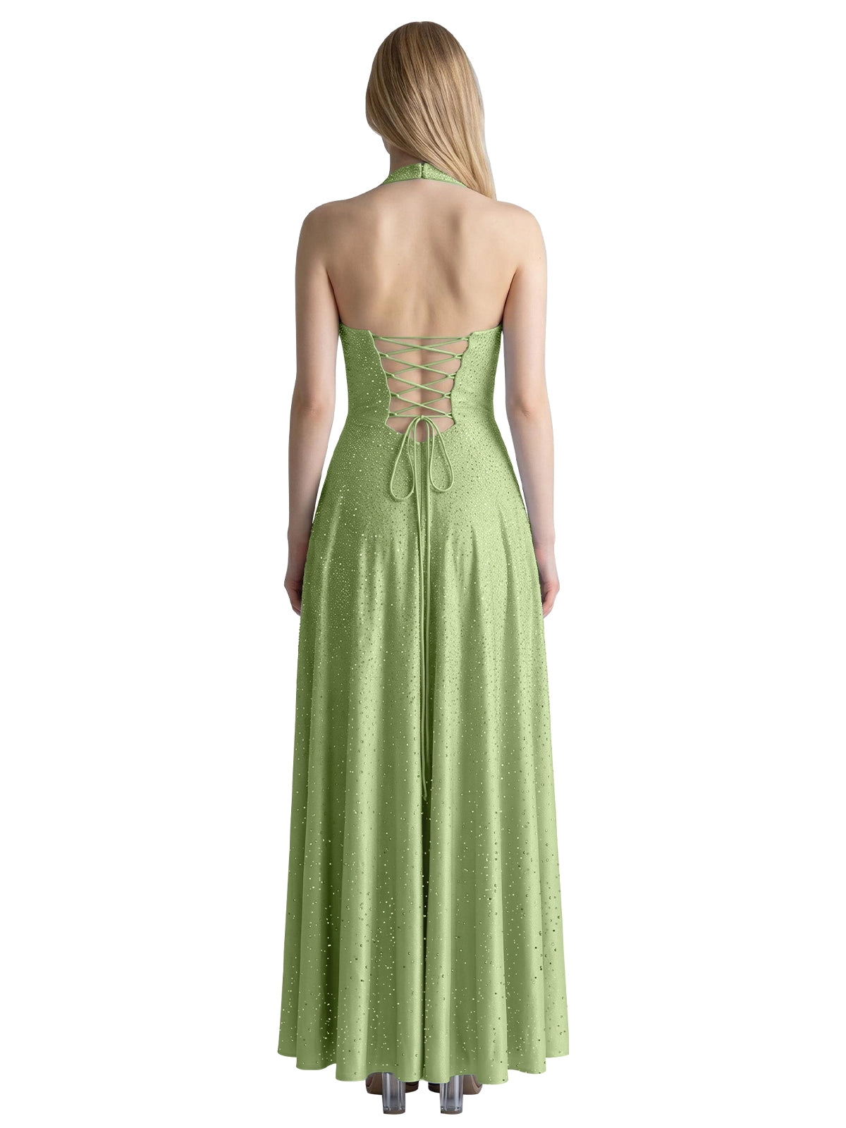 Halter Beaded Prom Dress 
