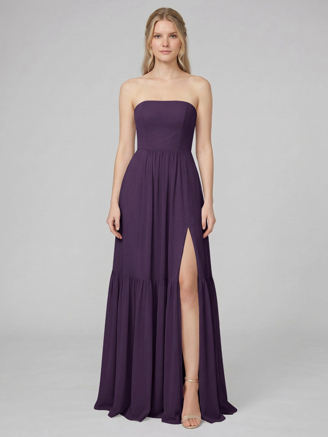 Strapless Bridesmaid Dress with Slit 