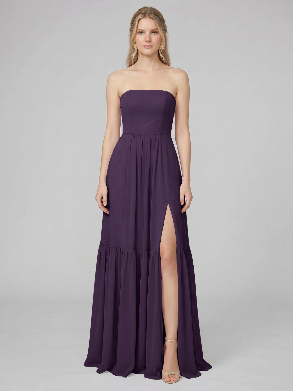 Strapless Bridesmaid Dress with Slit 