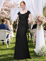 Flowy Ruffle Sheath Bridesmaid Dress 