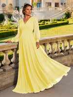 Chiffon Mother of the Bride Dress with Long Sleeves 