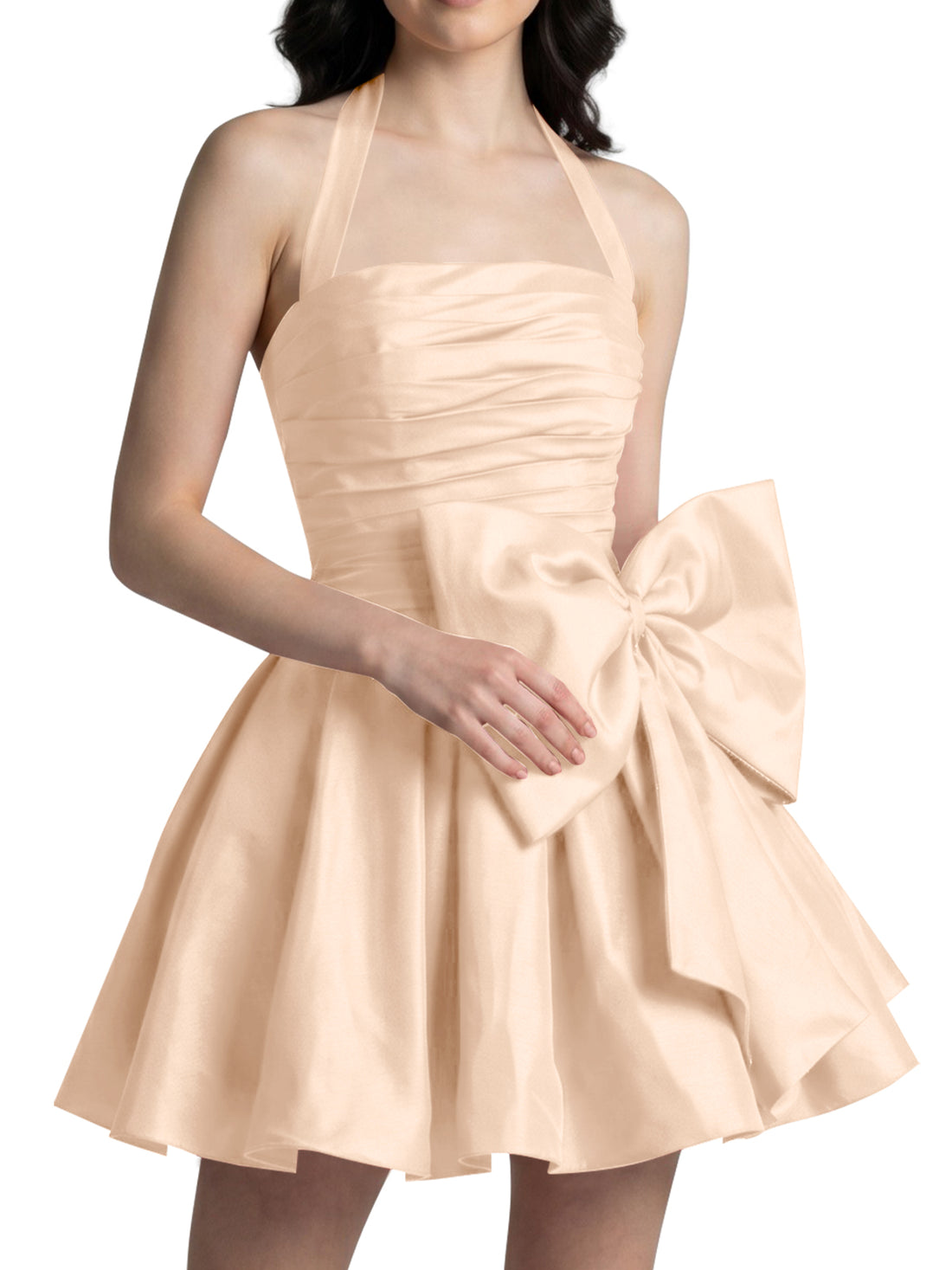 Halter Oversized Bow Mini Dress 
