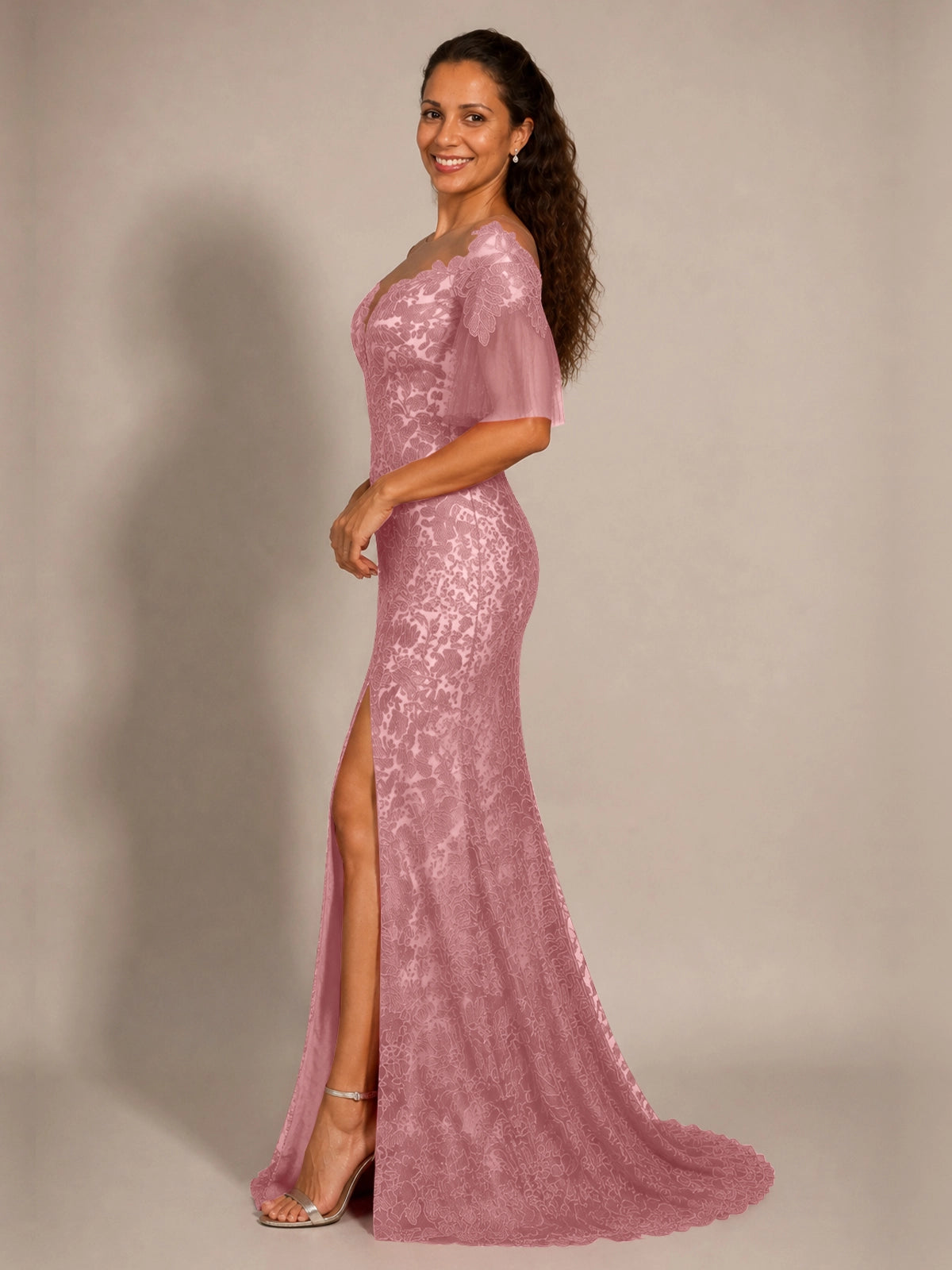 Mermaid Mother of the Bride Dress with V-neck 