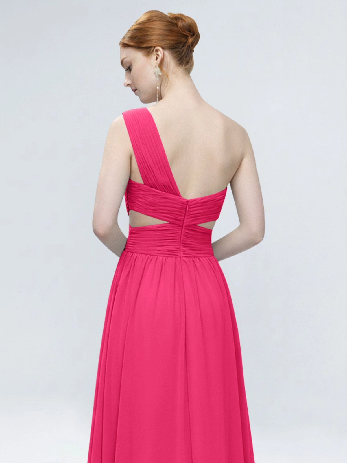 One-Shoulder Side Cut-Out Bridesmaid Dress 