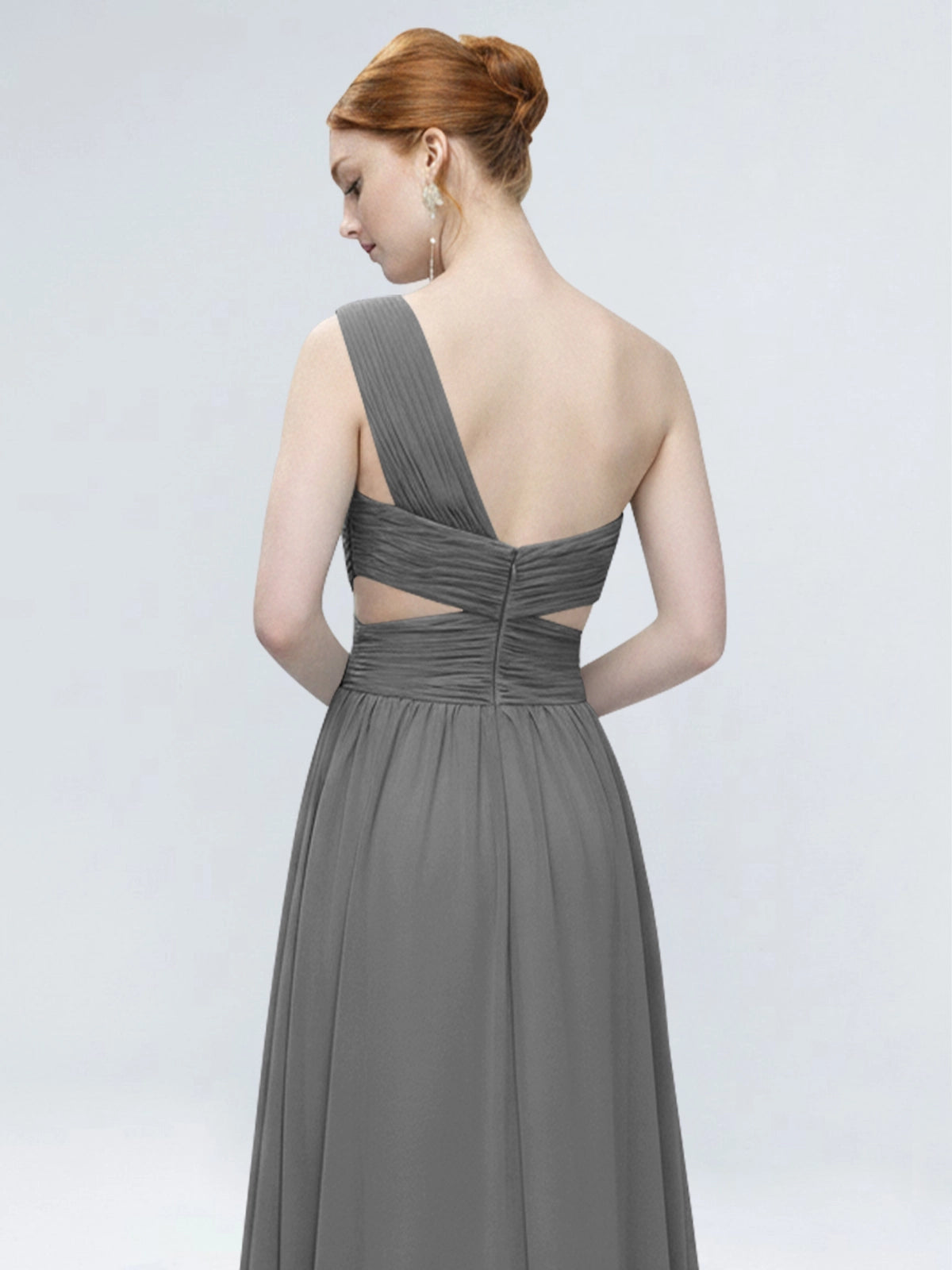 One-Shoulder Side Cut-Out Bridesmaid Dress 