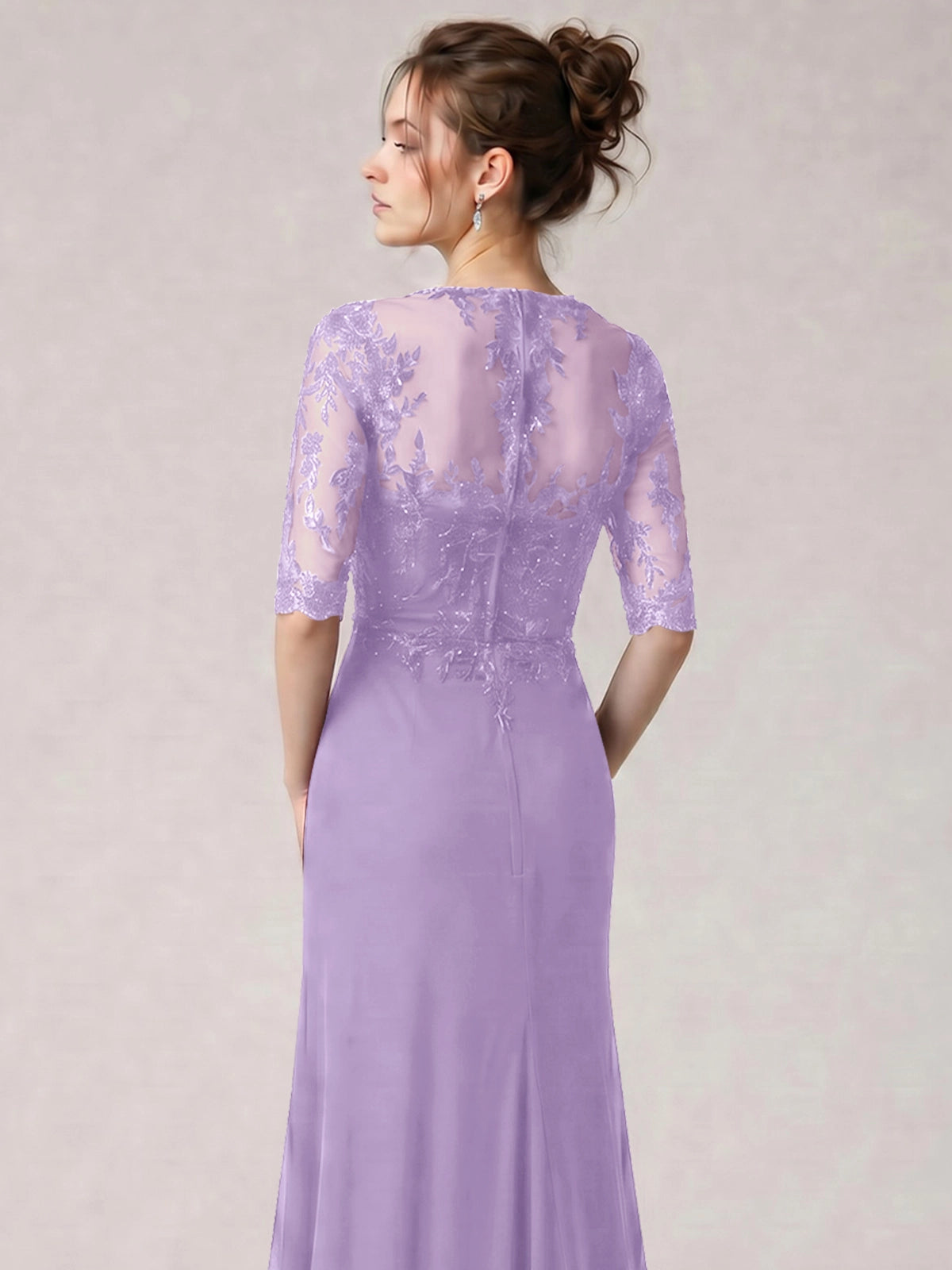 Lace Mother of the Bride Dress with Half Sleeves