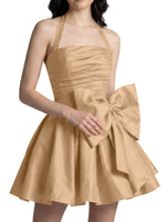 Halter Oversized Bow Mini Dress 