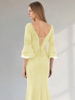 Chiffon Mother of the Bride Dress with 3/4 Sleeves