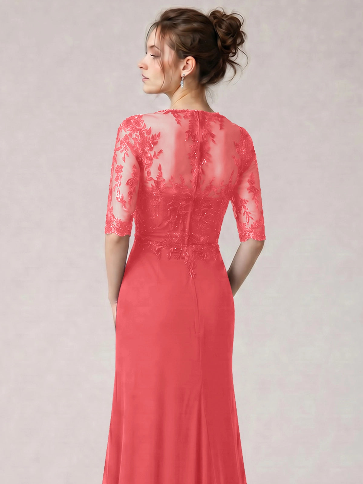 Lace Mother of the Bride Dress with Half Sleeves