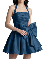 Halter Oversized Bow Mini Dress 