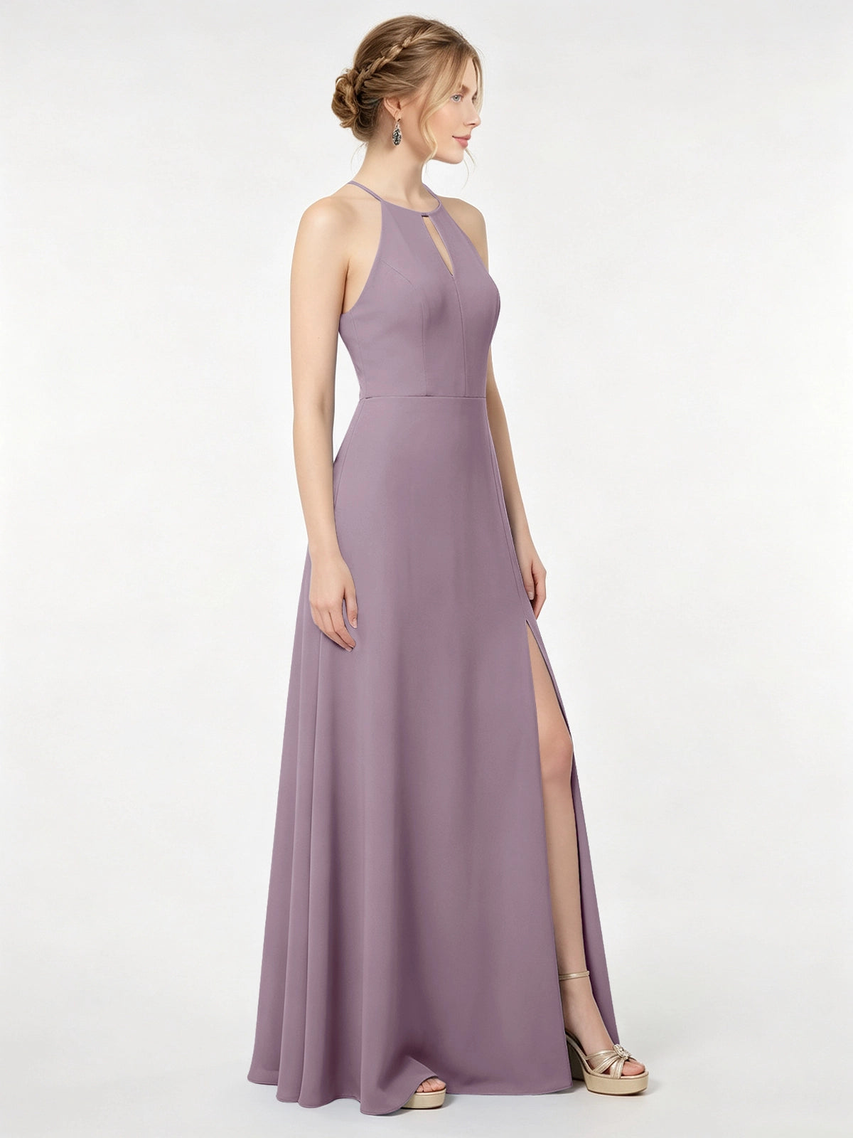 Chiffon Bridesmaid Dress with Halter 