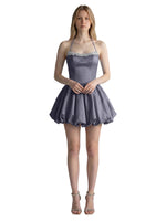 Beading Bubble Hem Mini Dress 