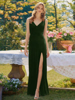 Velvet Bridesmaid Dress with Slit 