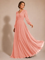 Chiffon Mother of the Bride Dress with Long Sleeves 