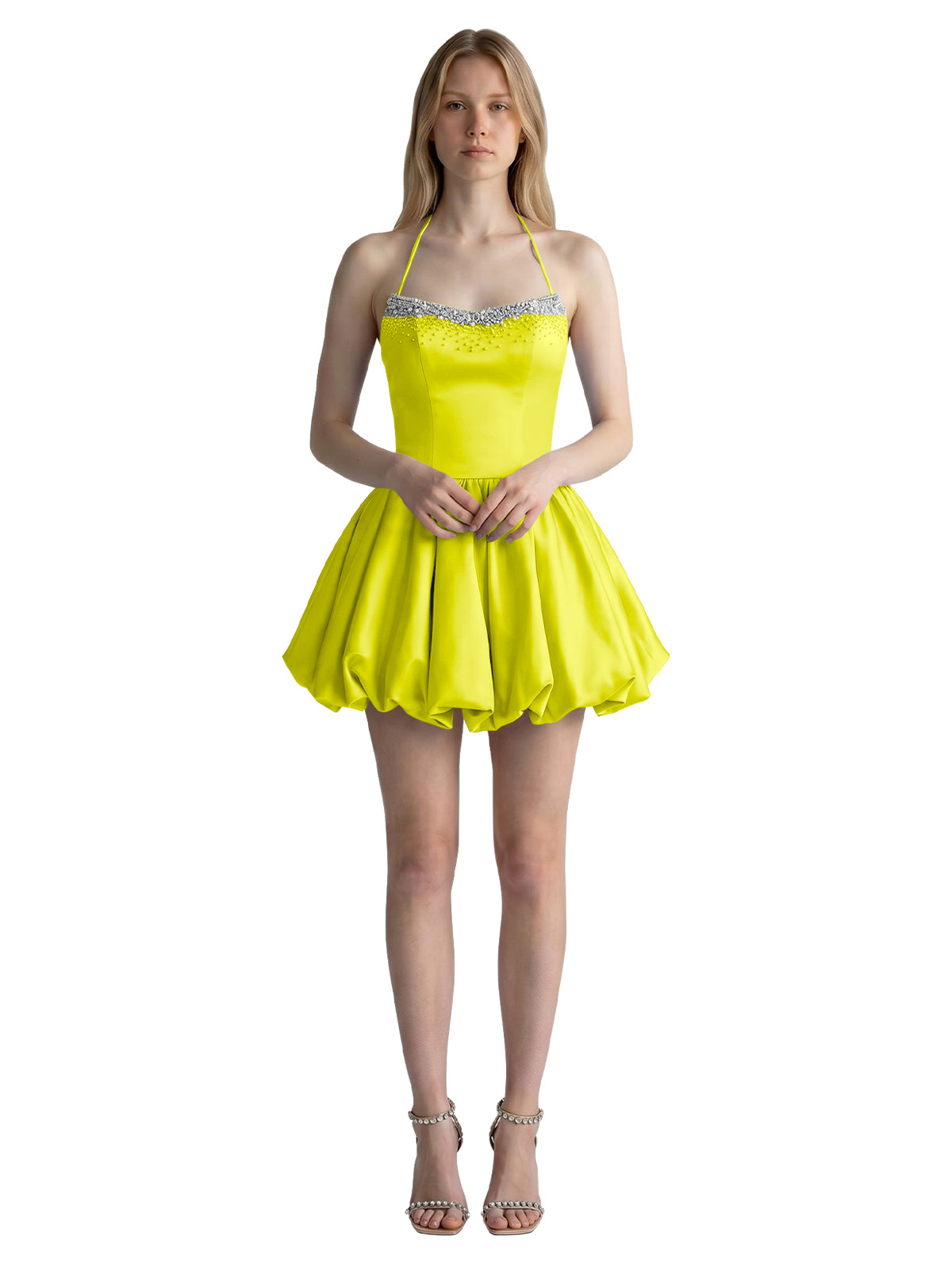 Beading Bubble Hem Mini Dress 