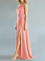One-Shoulder Bridesmaid Dress with Slit