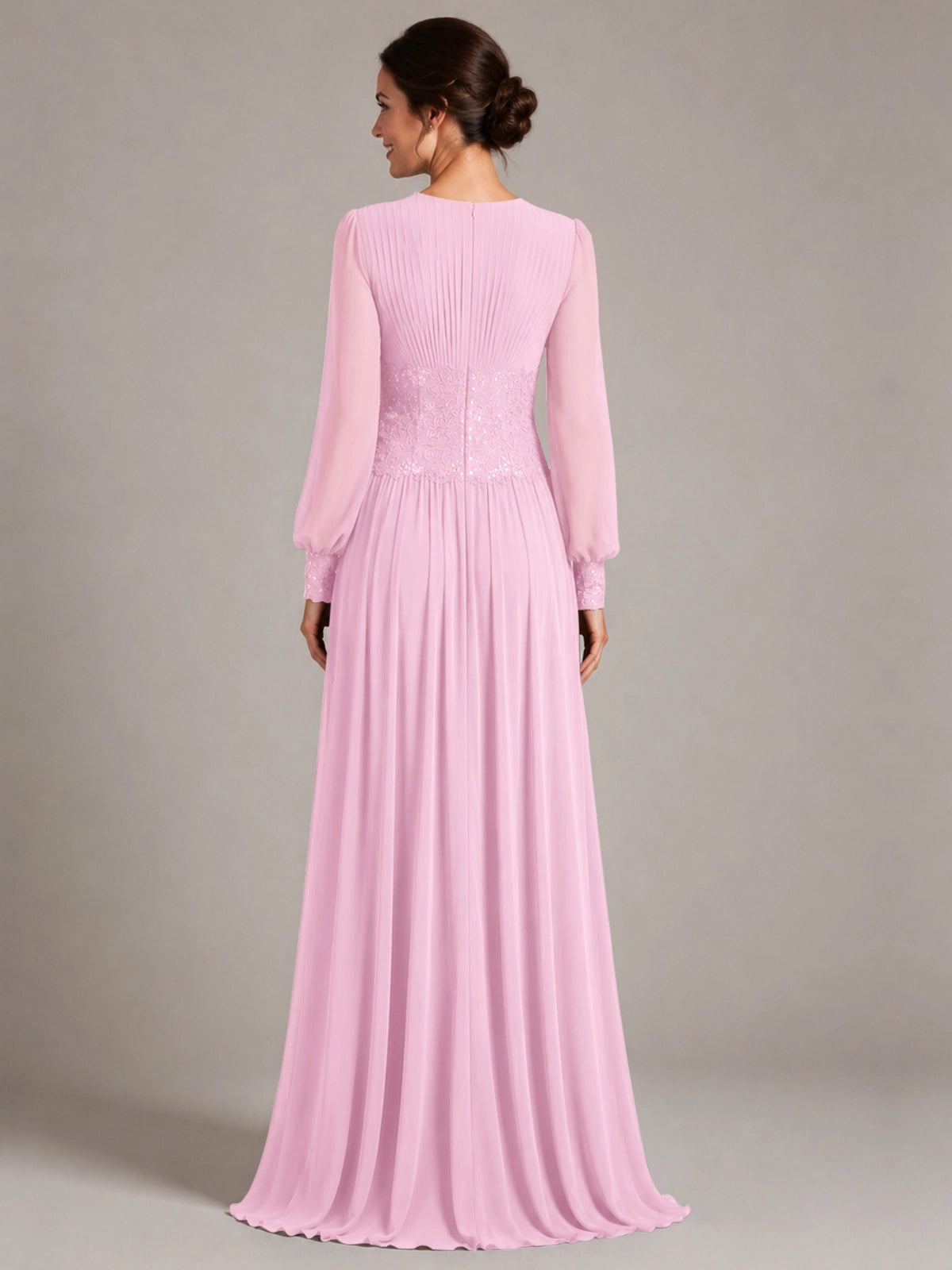 Chiffon Mother of the Bride Dress with Jewel Neckline 