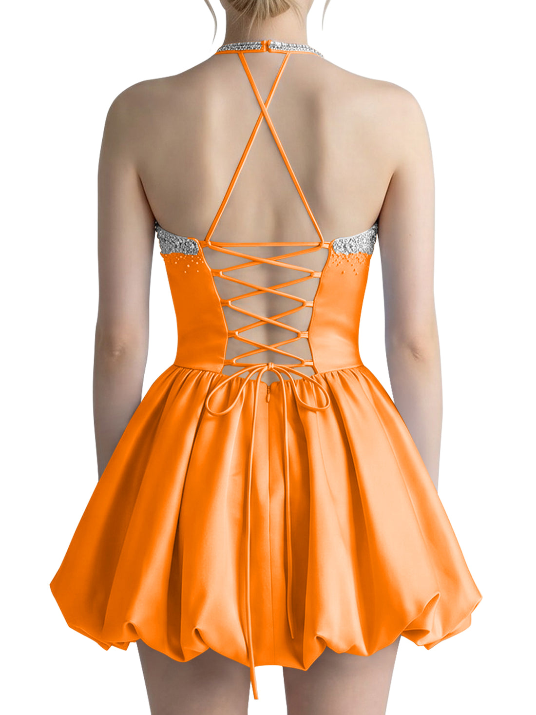 Beading Bubble Hem Mini Dress 