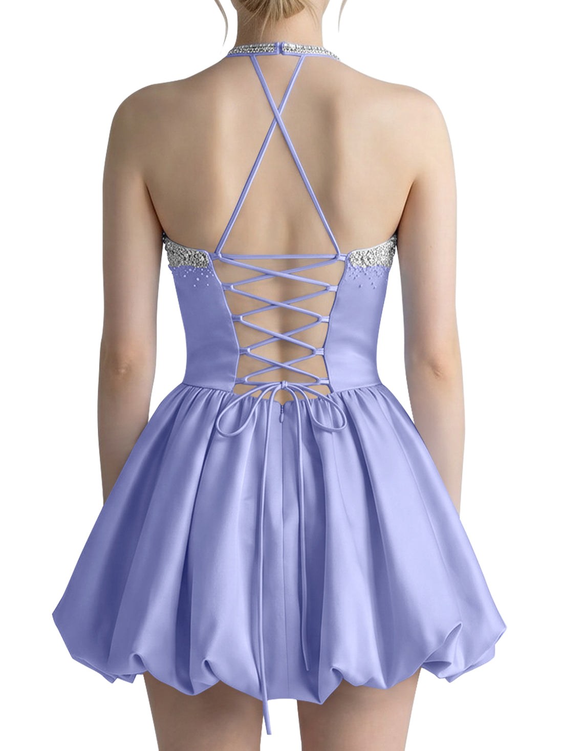 Beading Bubble Hem Mini Dress 