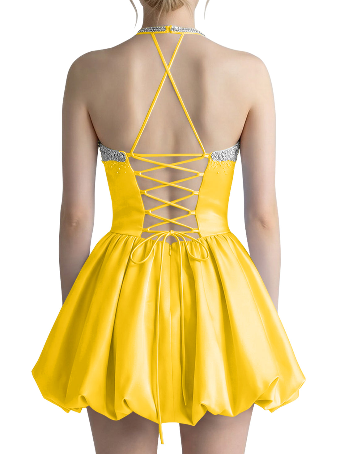 Beading Bubble Hem Mini Dress 