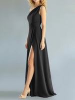 One-Shoulder Bridesmaid Dress with Slit