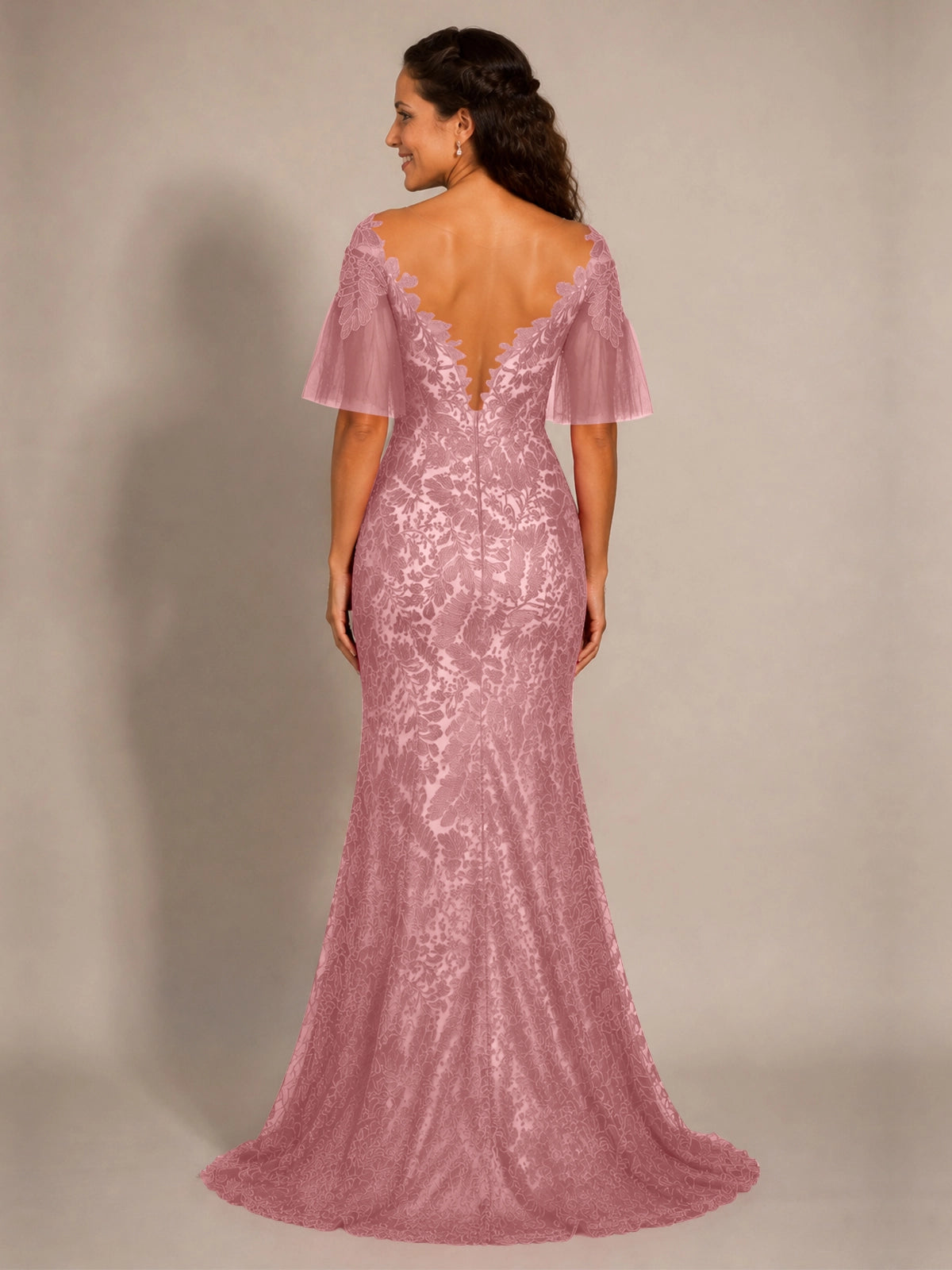 Mermaid Mother of the Bride Dress with V-neck 