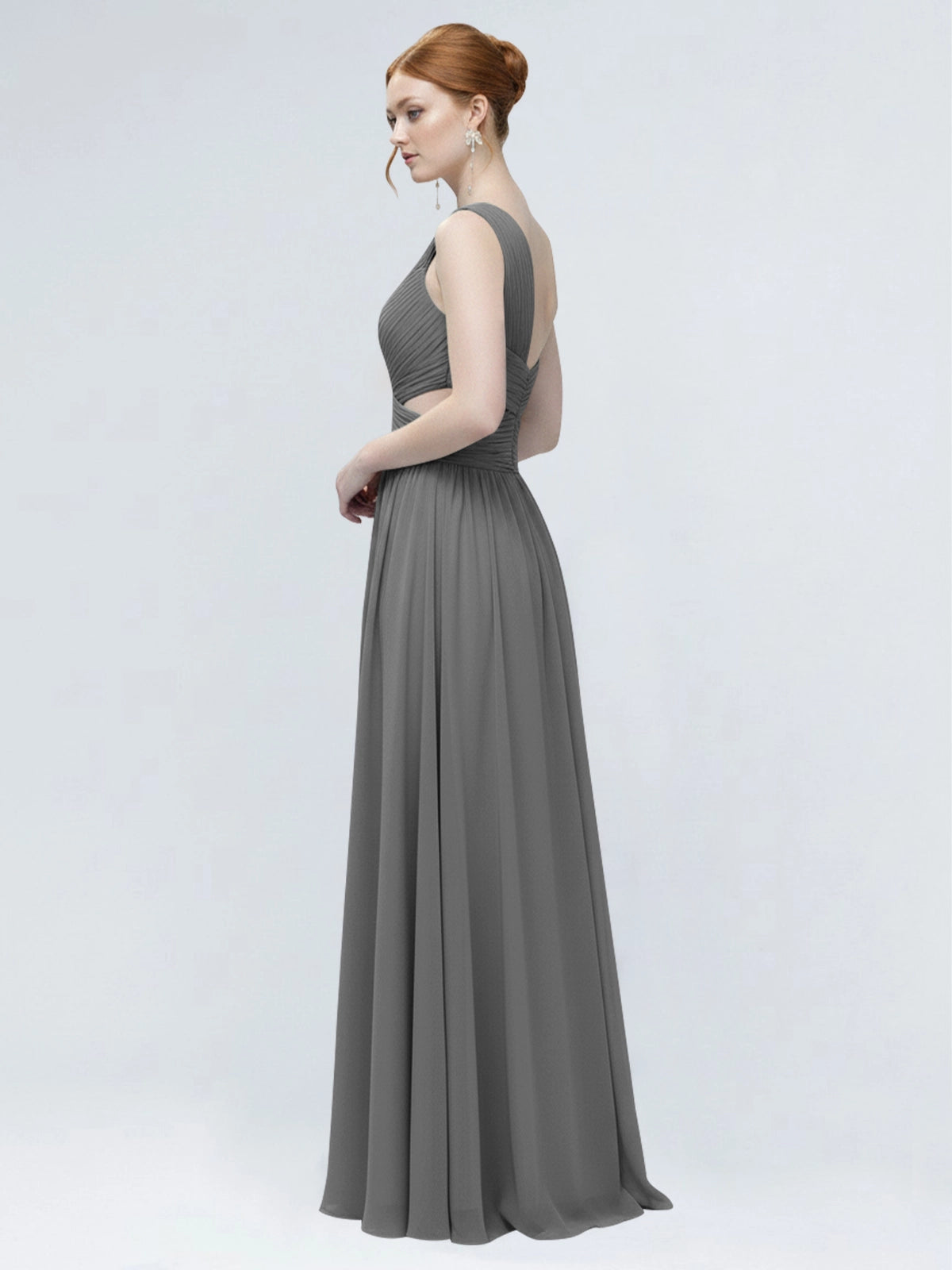 One-Shoulder Side Cut-Out Bridesmaid Dress 