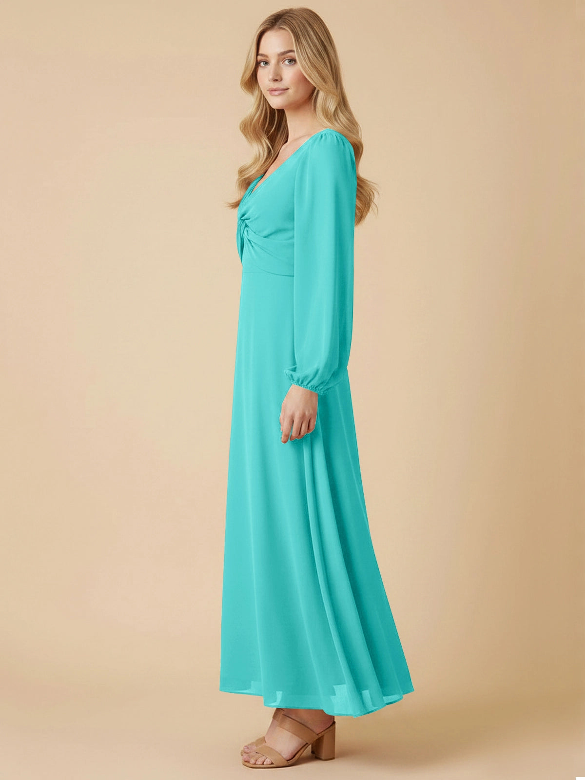 A-line Bridesmaid Dress with Long Sleeves 