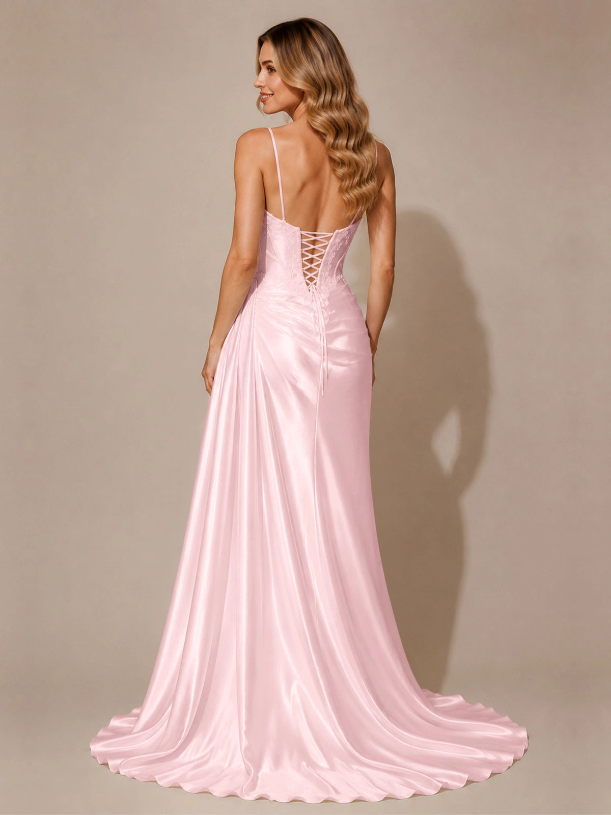 Silk-like Prom Dress with Appliques