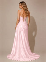 Silk-like Prom Dress with Appliques