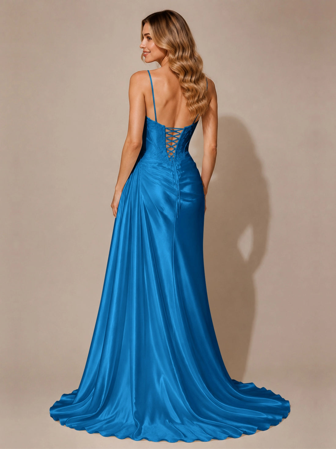 Silk-like Prom Dress with Appliques