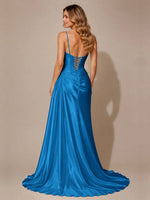 Silk-like Prom Dress with Appliques