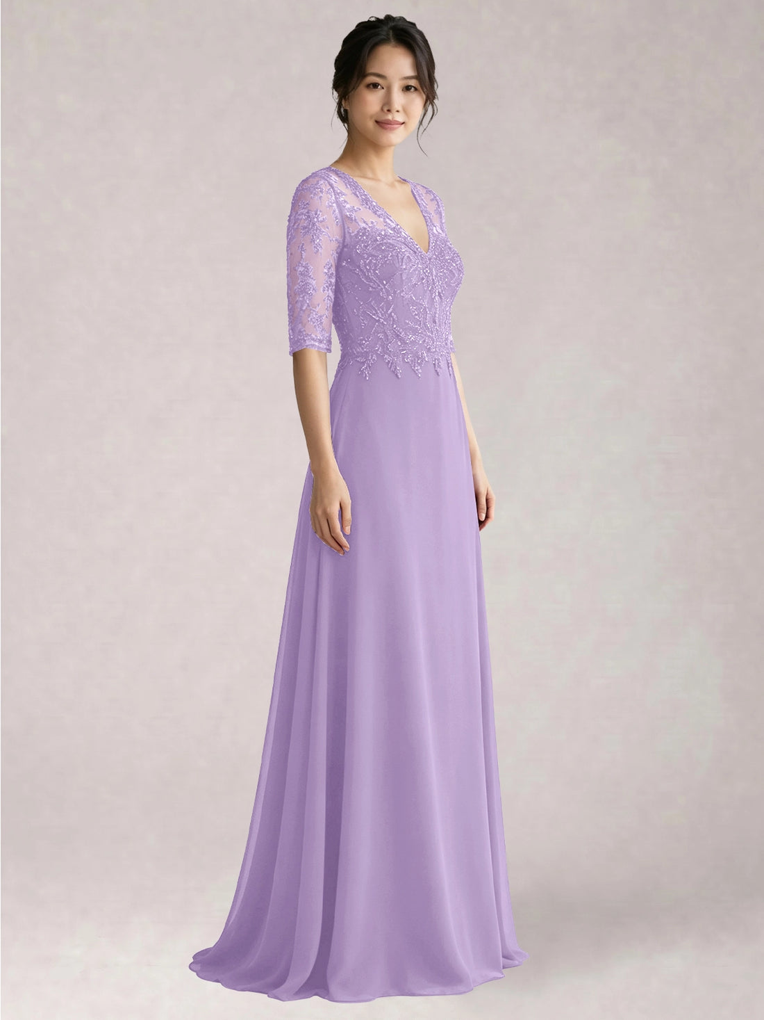 Lace Mother of the Bride Dress with Half Sleeves