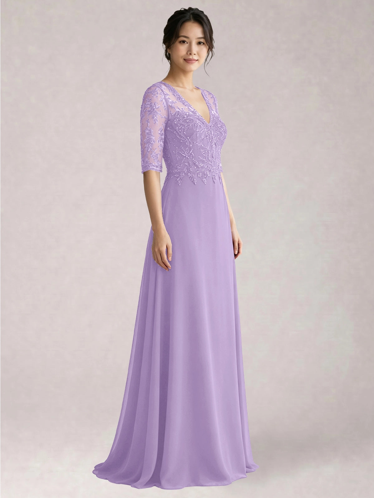 Lace Mother of the Bride Dress with Half Sleeves