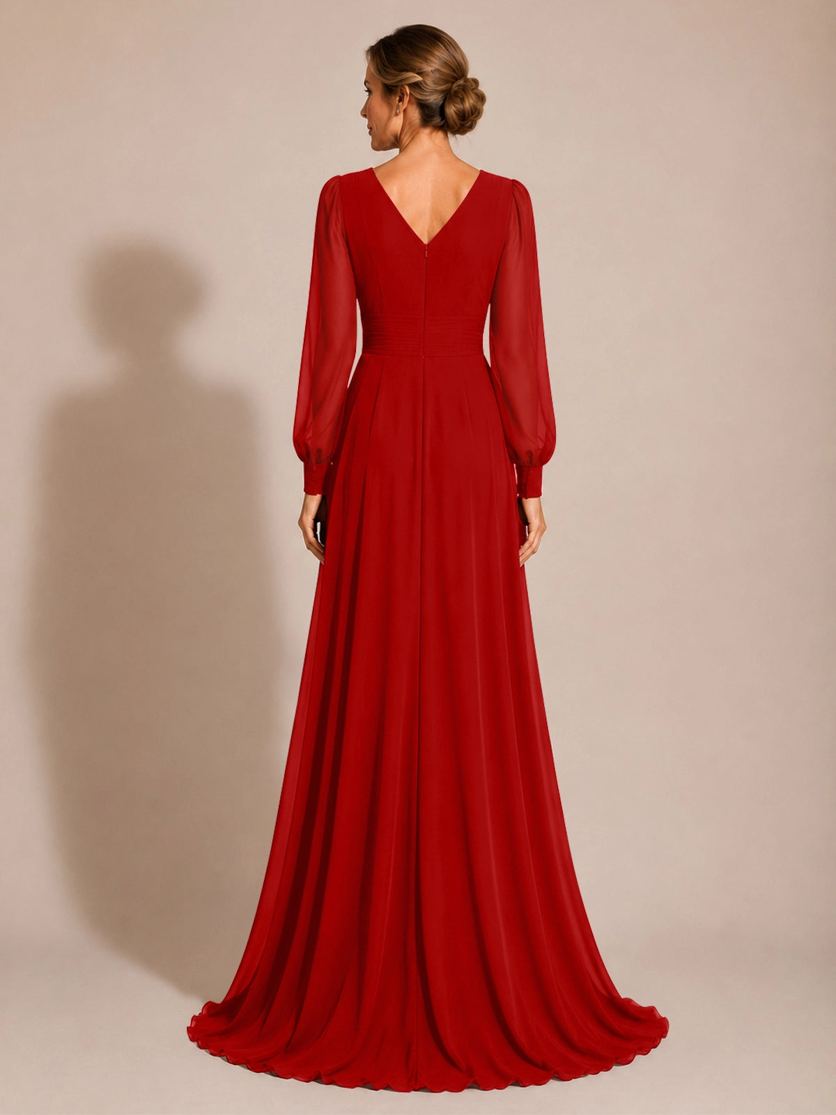 Chiffon Mother of the Bride Dress with Long Sleeves 