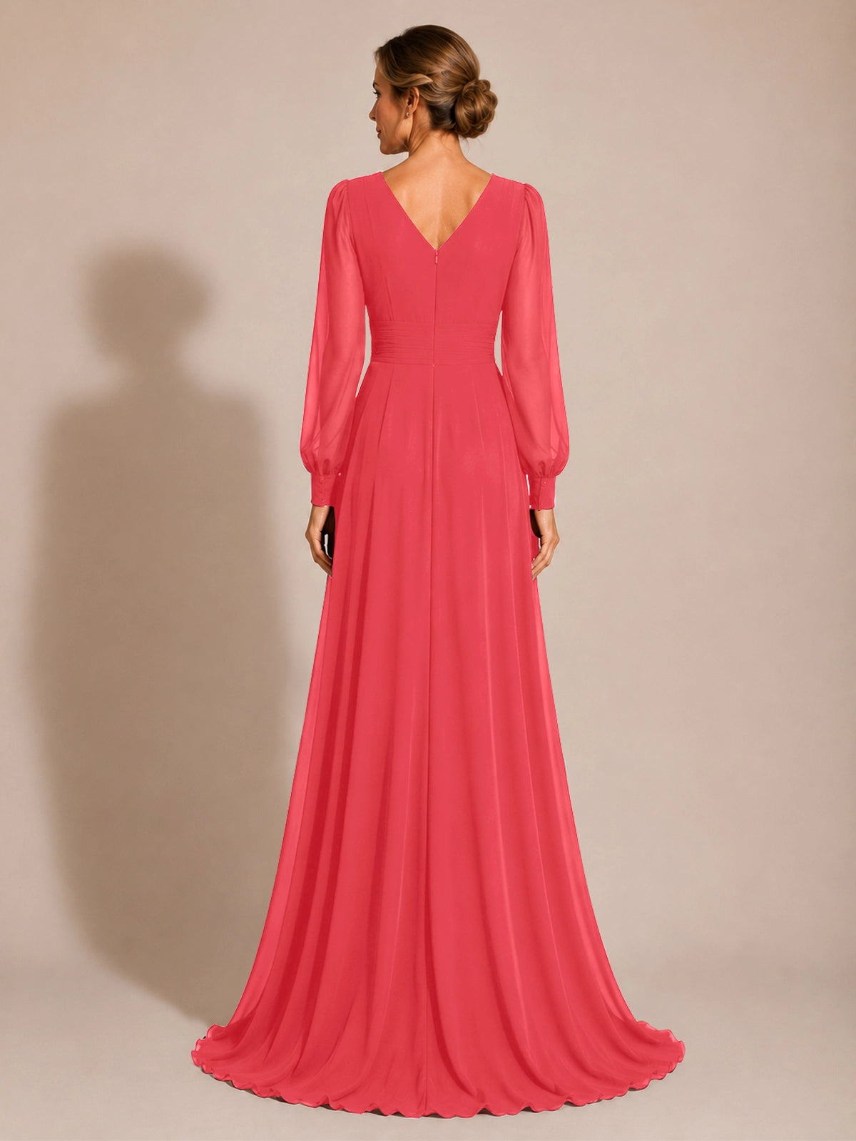 Chiffon Mother of the Bride Dress with Long Sleeves 