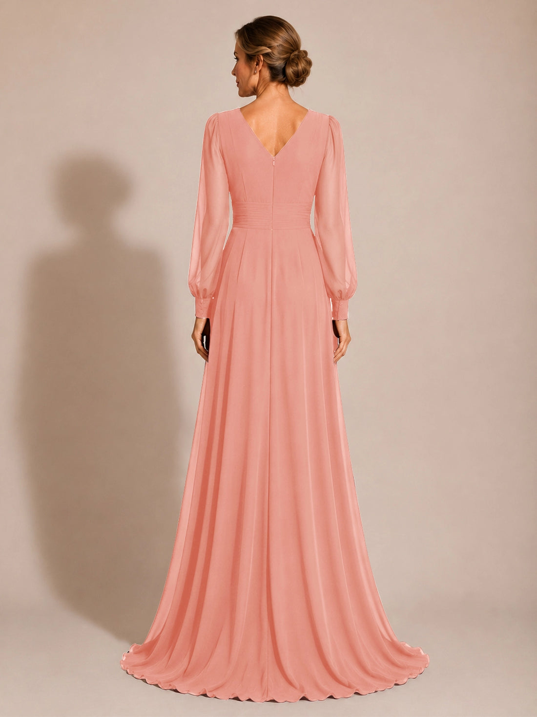 Chiffon Mother of the Bride Dress with Long Sleeves 