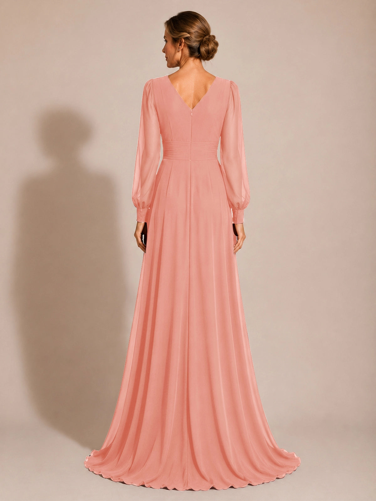 Chiffon Mother of the Bride Dress with Long Sleeves 