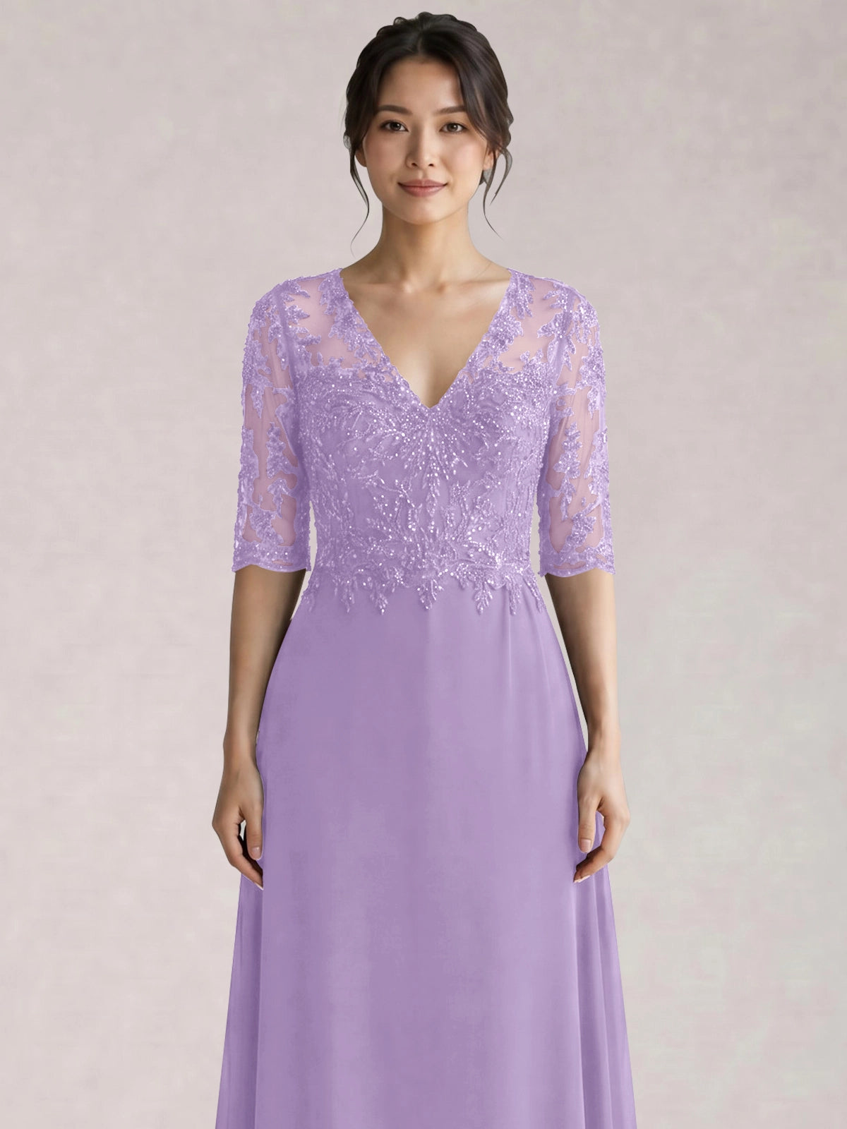 Lace Mother of the Bride Dress with Half Sleeves