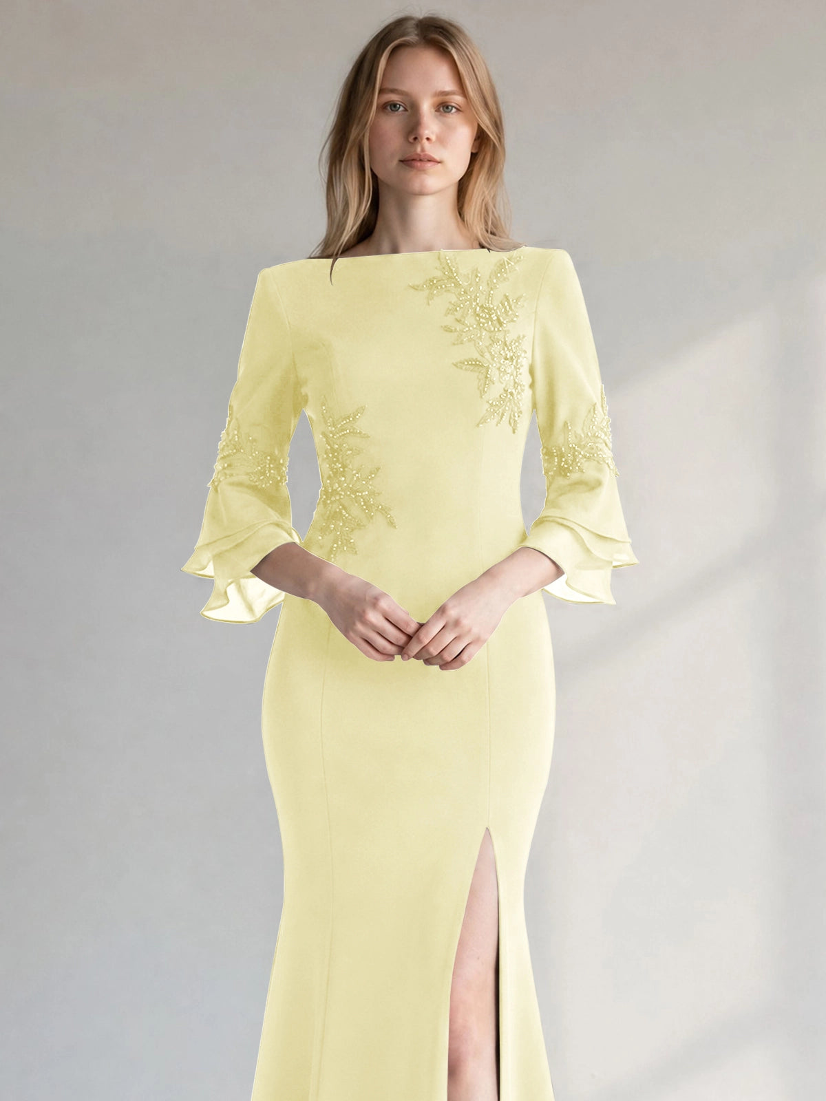 Chiffon Mother of the Bride Dress with 3/4 Sleeves