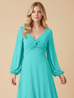 A-line Bridesmaid Dress with Long Sleeves 