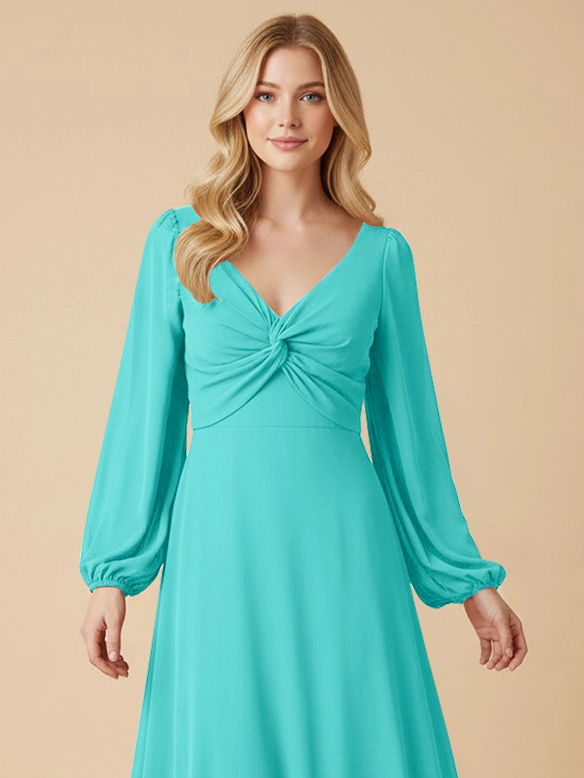 A-line Bridesmaid Dress with Long Sleeves 